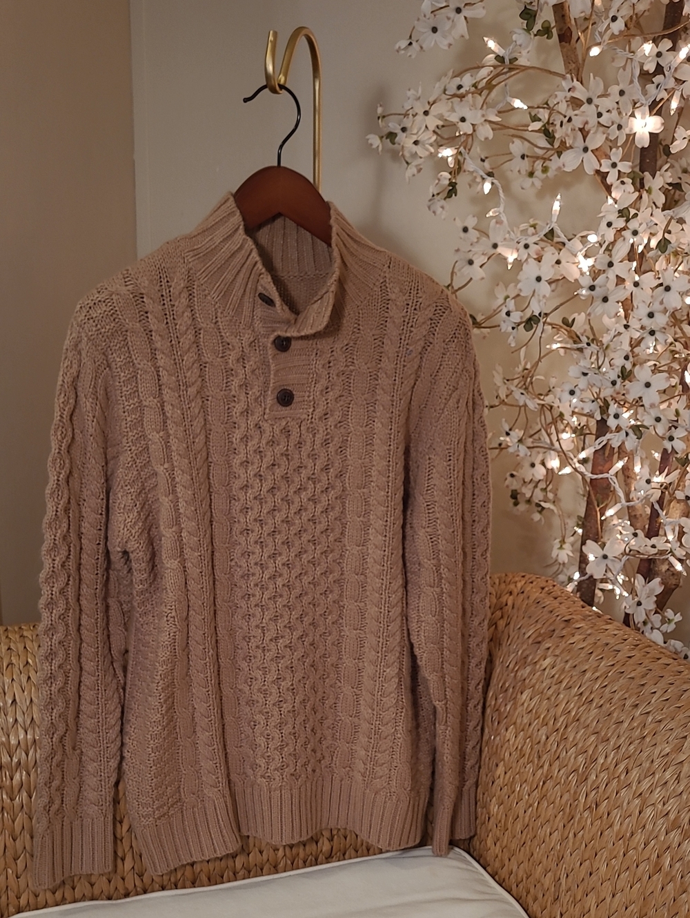 Cable-Knit Button Sweater - Picture 1 of 6